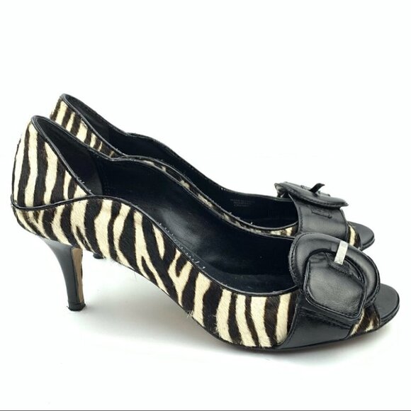 Max studio heels size 6.5 calf hair peep toe - Picture 1 of 12